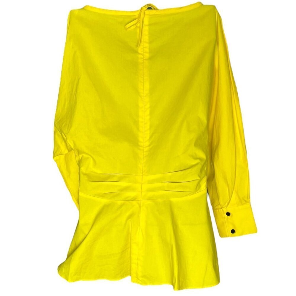 Proenza Schouler White‎ Label Women's 8 Poplin V-Neck Top Bright Yellow Peplum - Picture 7 of 15